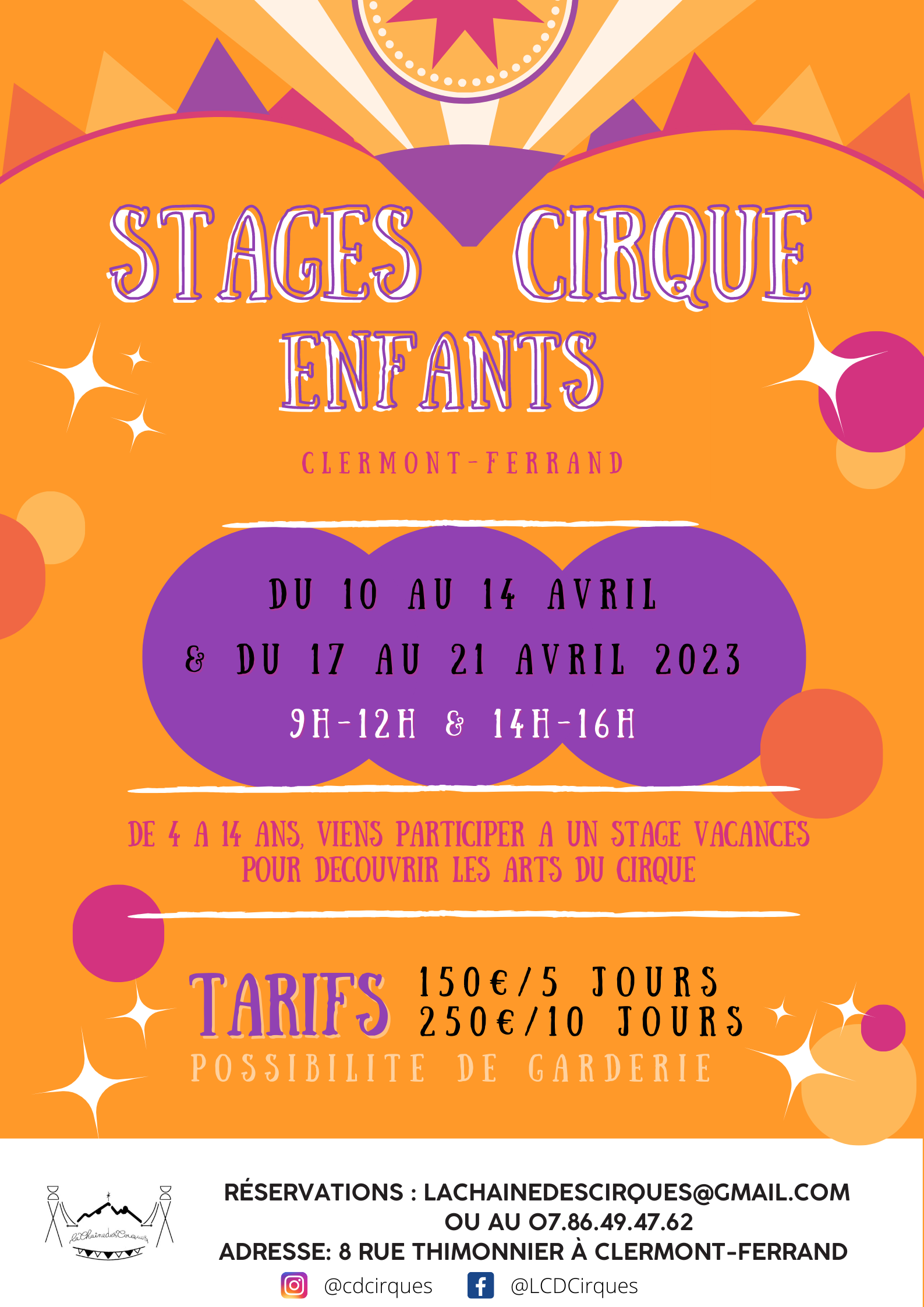 Stage de Cirque - Pâques - Avril 2023