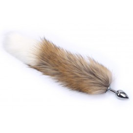 Plug-queue-de-renard-fox-6-x-27cm-beige-blanc