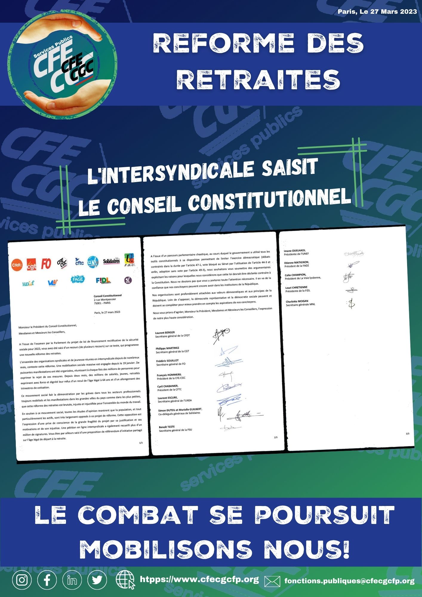 L'intersyndicale saisit le Conseil Constitutionnel