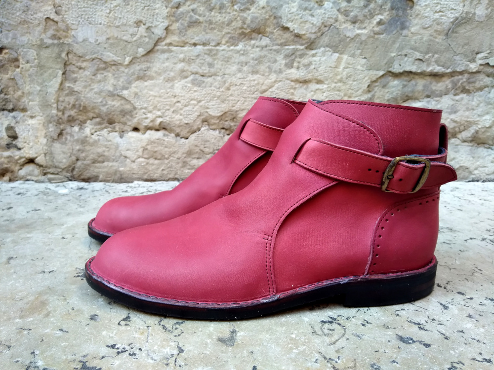 Anna bauer bottines rose fait main cuir