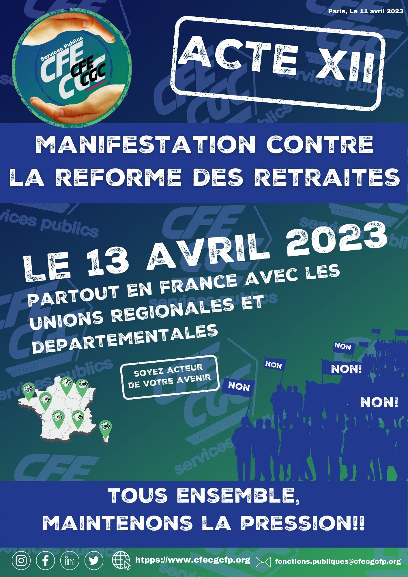le 13 avril 23 tous ensemble maintenons la pression