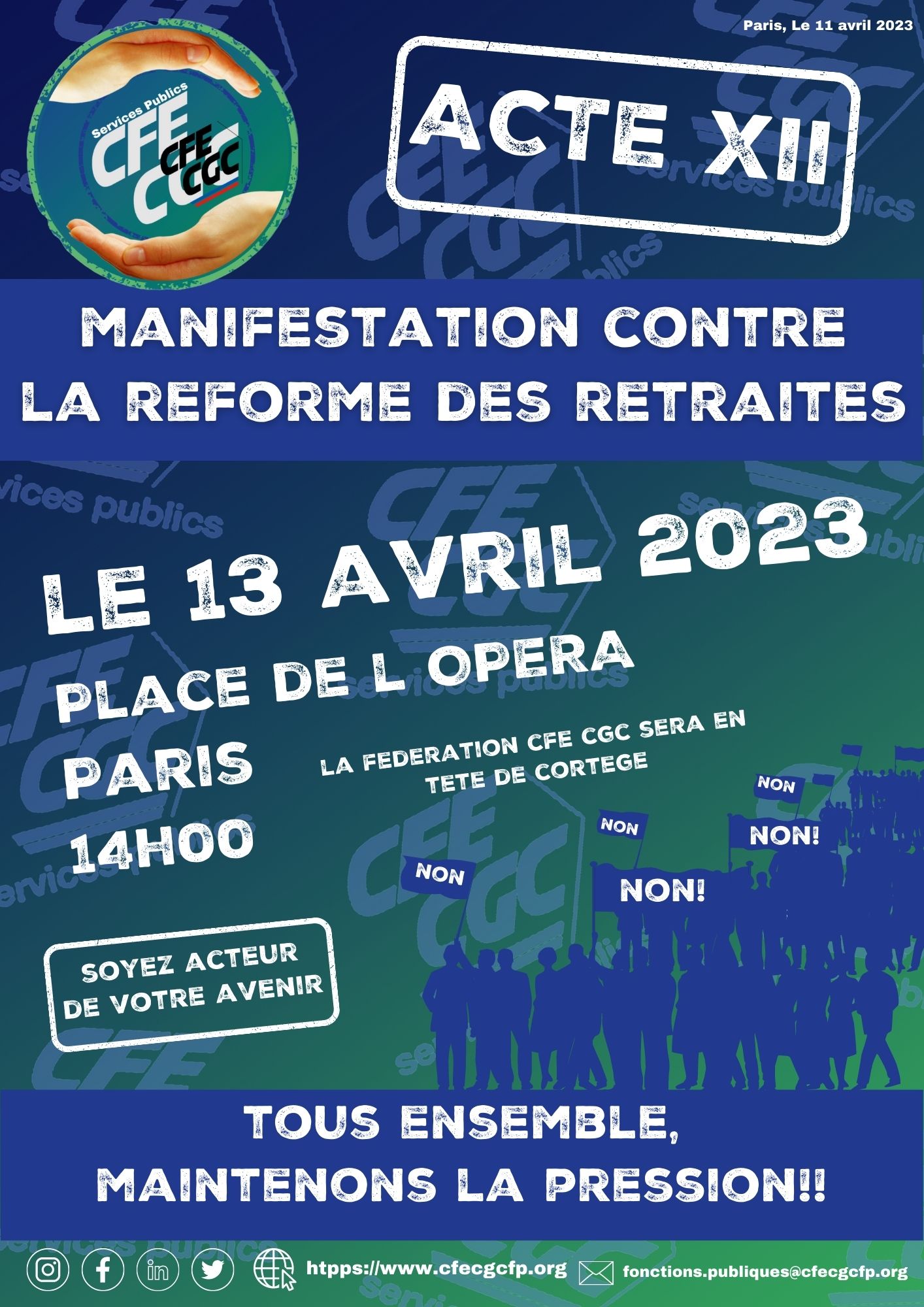 acte 12 le 13 avril 2023 place de l'Opéra à Paris