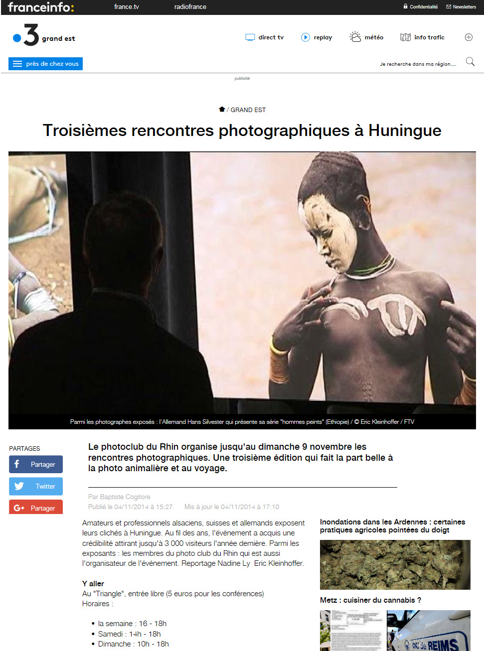 2014 11 04 france3 region article 3eme rencontre