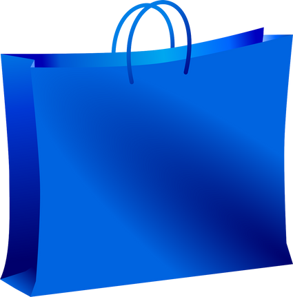 Sac de shopping en papier bleu pour imager les articles de la boutique de l'Association Fibromyalgie Aube;