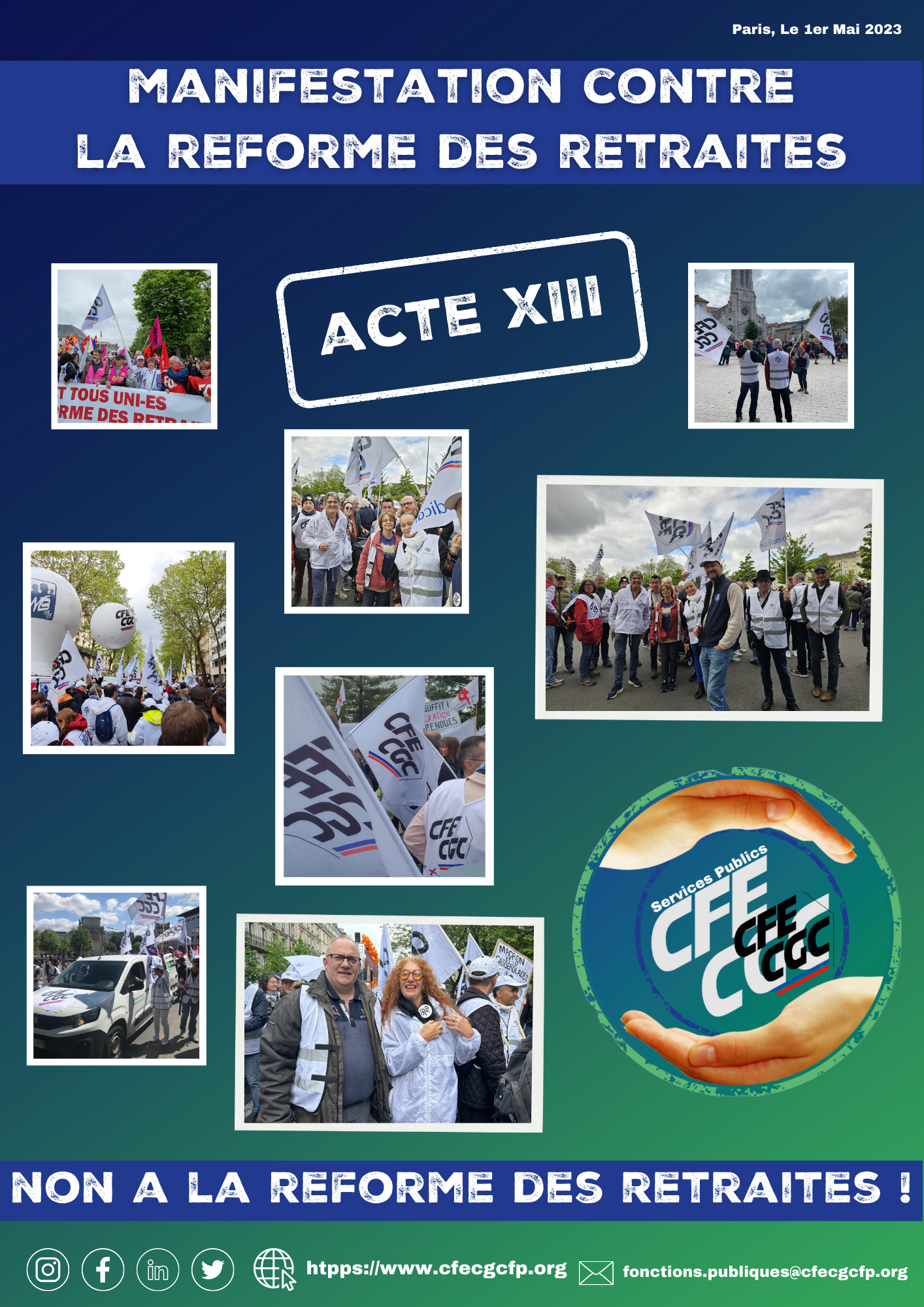 MOBILISATION DU 1ER MAI 2023 CONTRE LA REFORME DES RETRAITES
