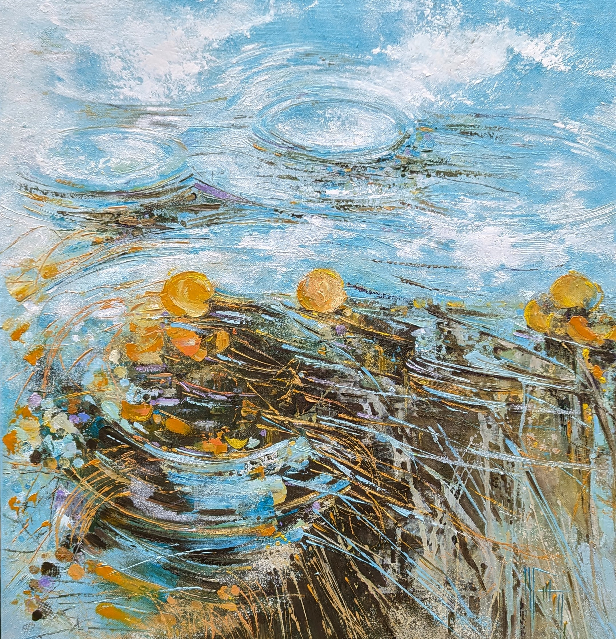 2 le soleil nage dans l eau 70 x 70