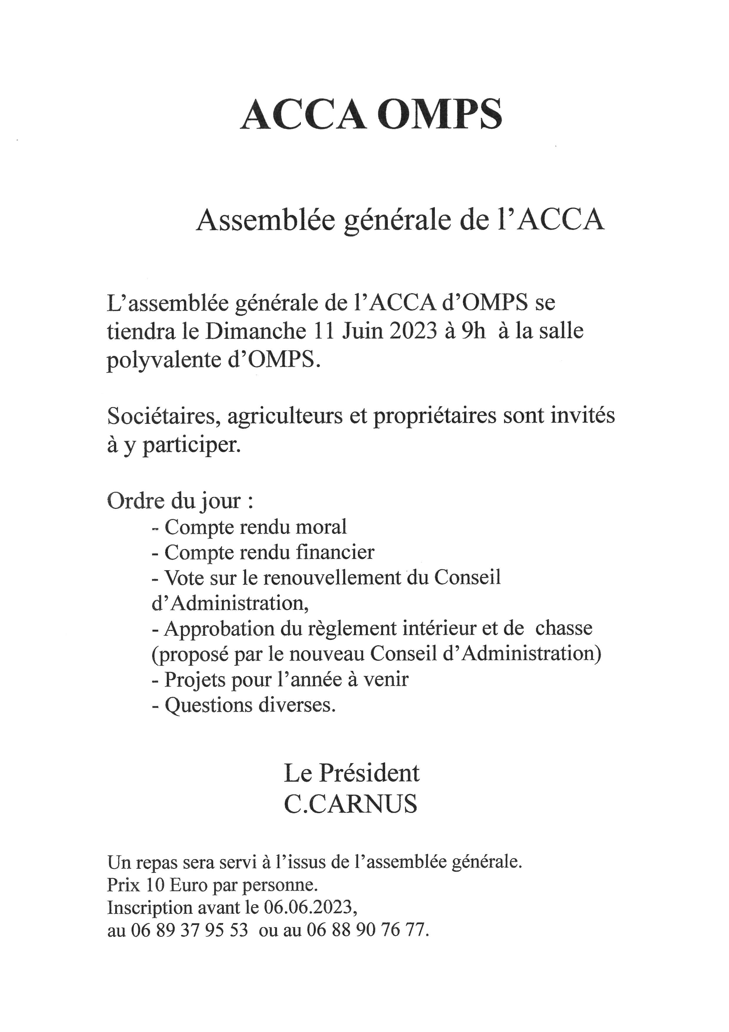 Assemblée générale de l'ACCA