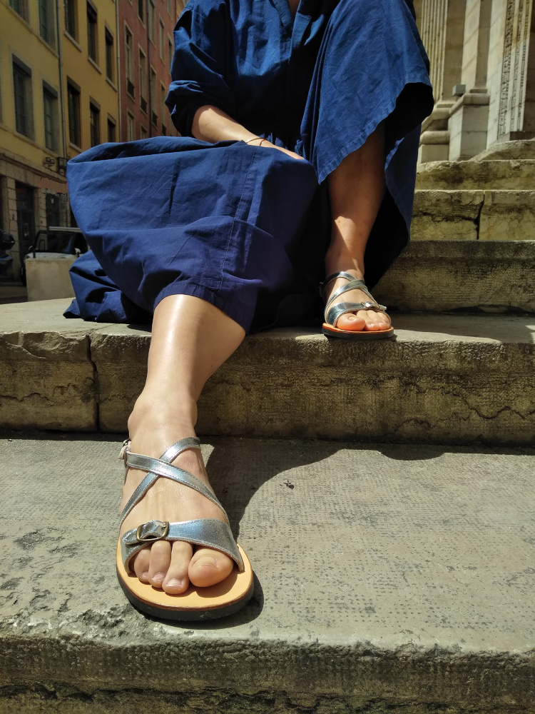 Anna bauer sandales argente cuir made in croix rousse
