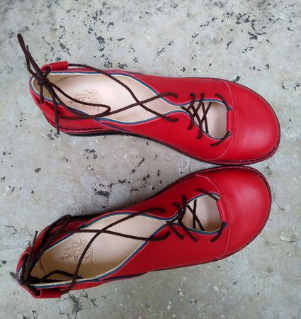 Anna bauer chaussures mi saison rouge handmade in lyon