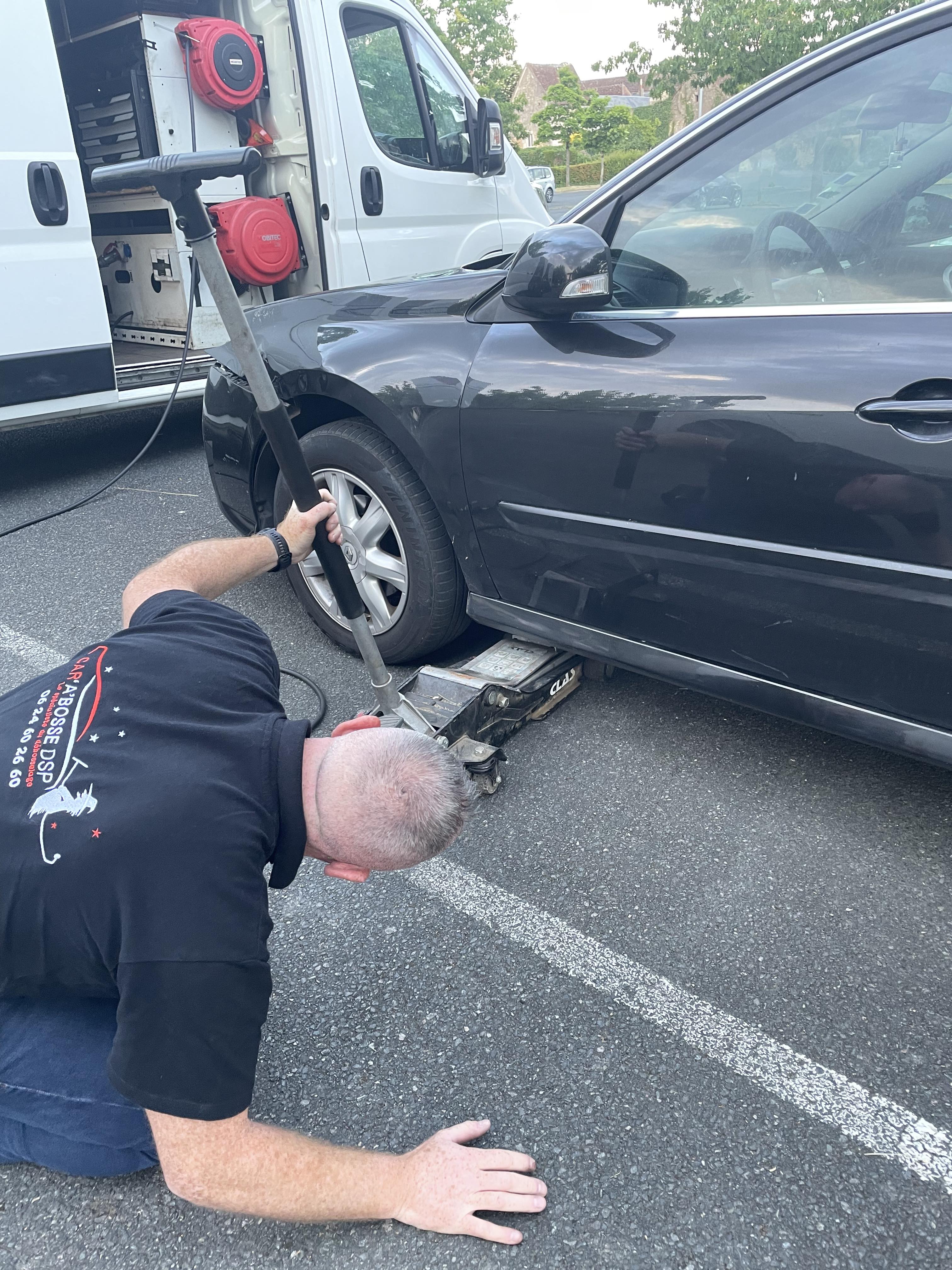 réparation sur place, pneu crevé