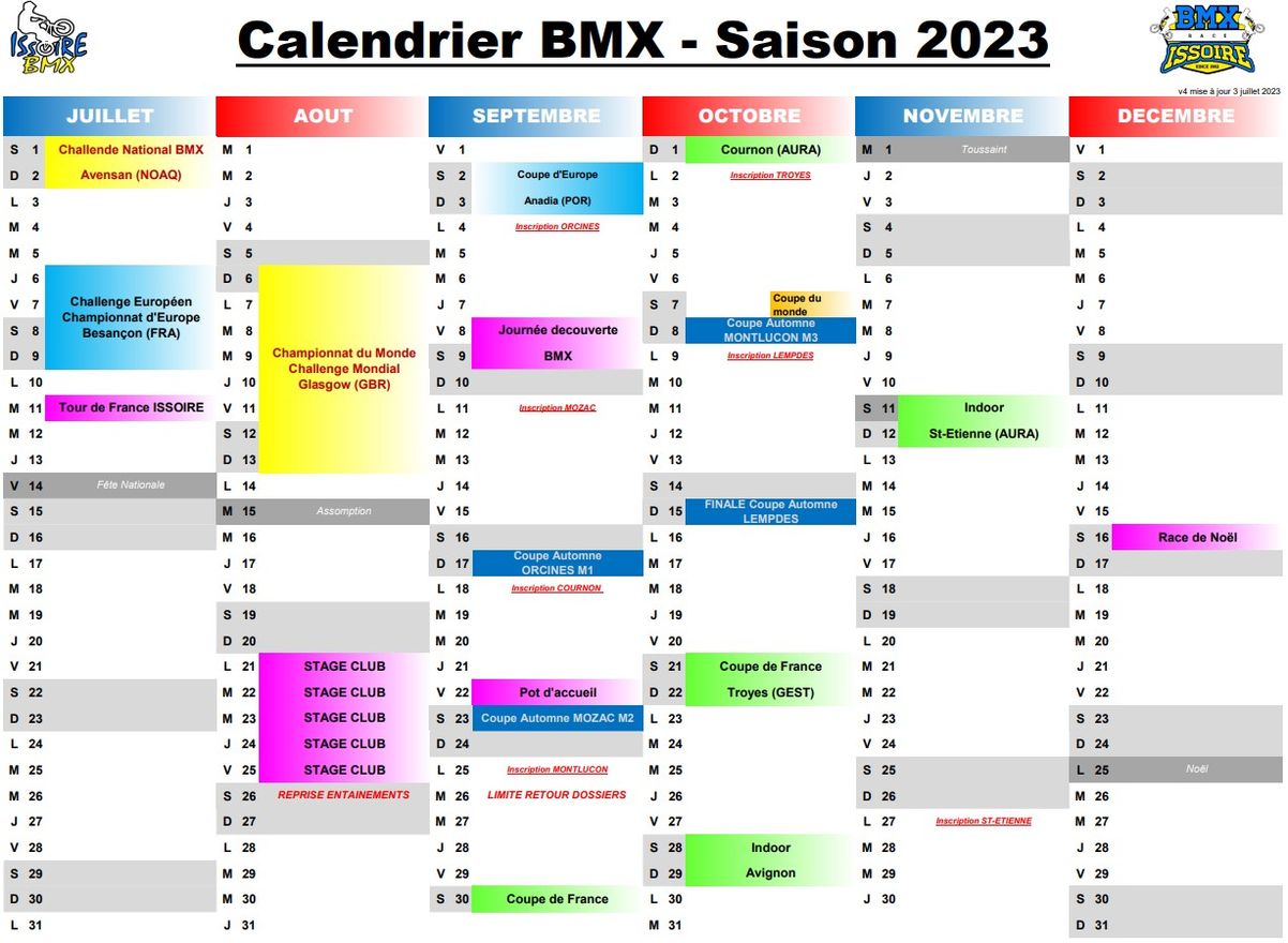 MISE A JOUR CALENDRIER 2023