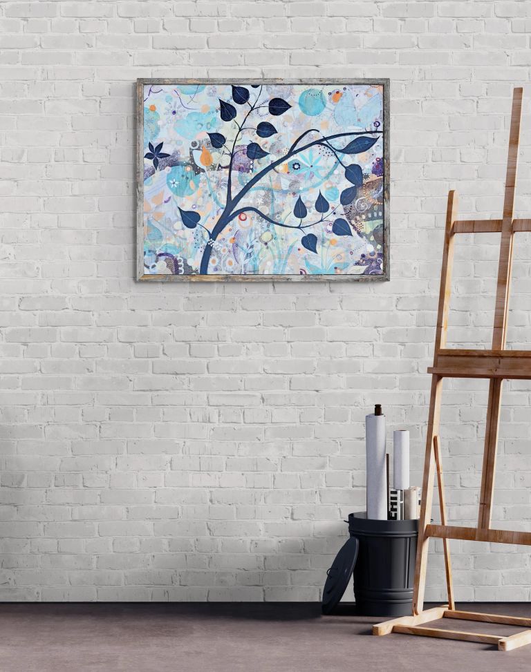 Art studio with large easel