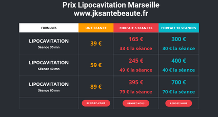 prix lipocavitation marseille allauch plan de cuques
tarif séance et forfait pas cher