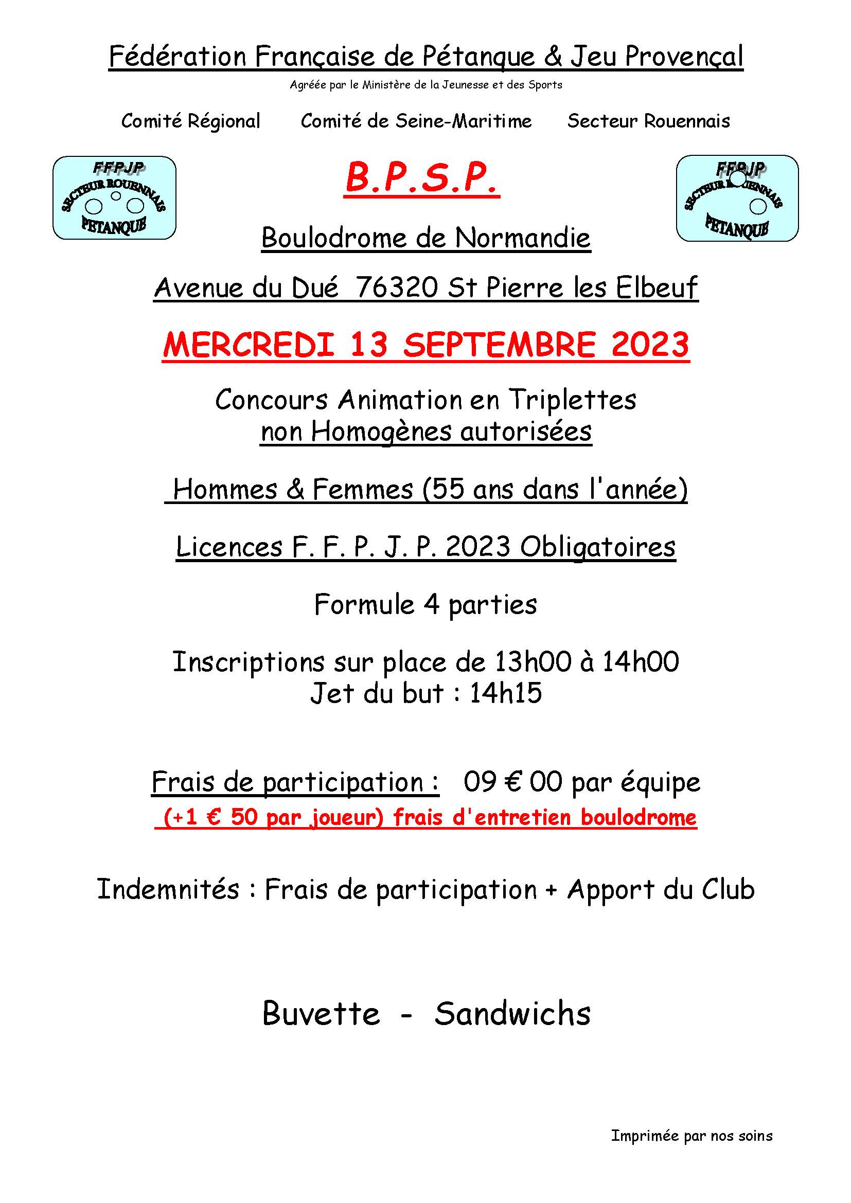 Affiche b p s p 13 septembre 2023