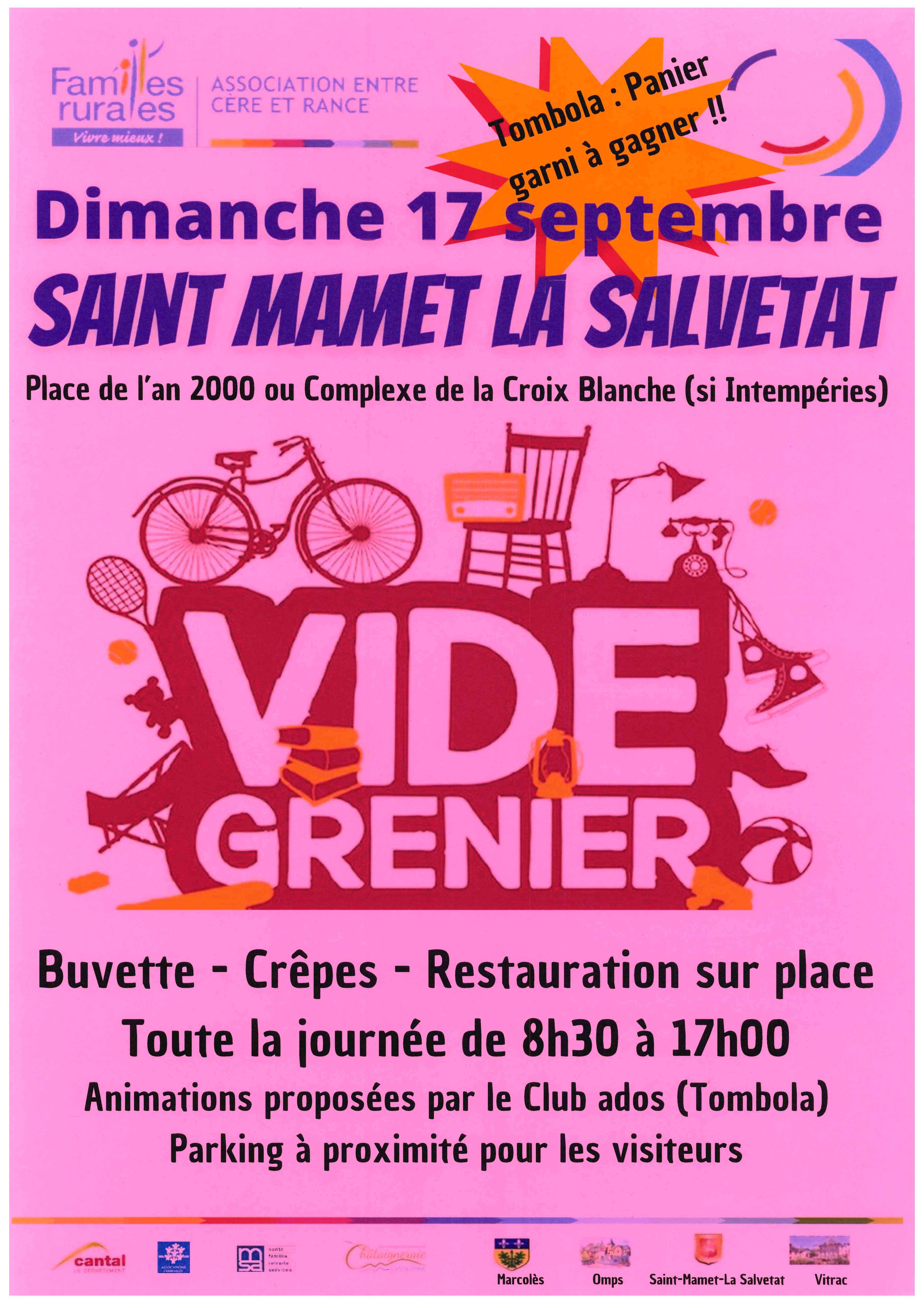 VIDE GRENIER SAINT MAMET LA SALVETAT DIMANCHE 17 SEPTEMBRE