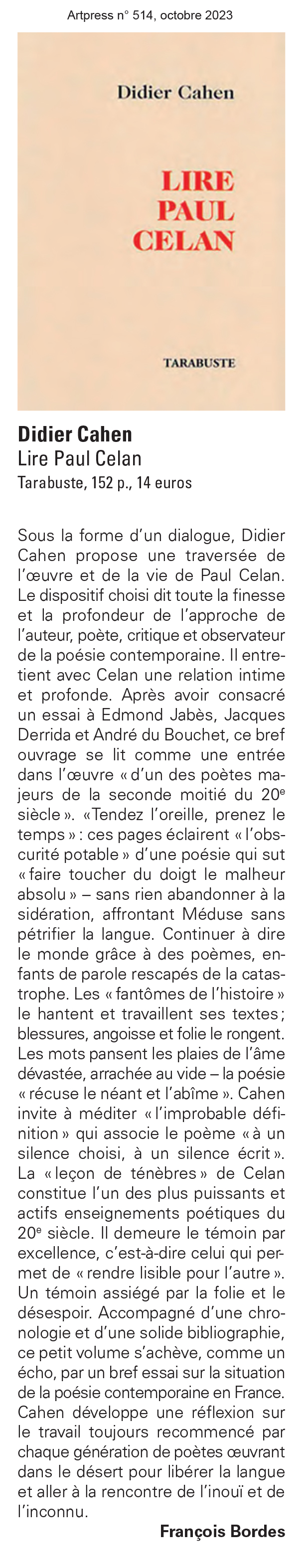 Artpress 514 octobre 2023