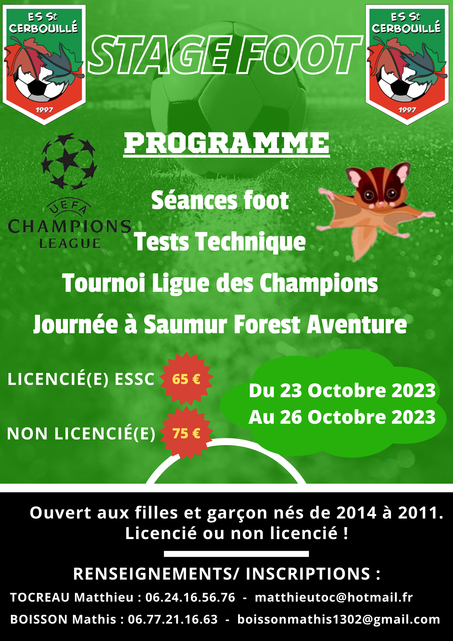 VACANCES D'OCTOBRE 2023