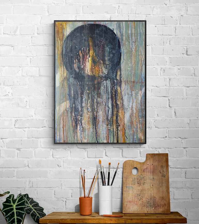 Artists side table with brushes and palette 2 