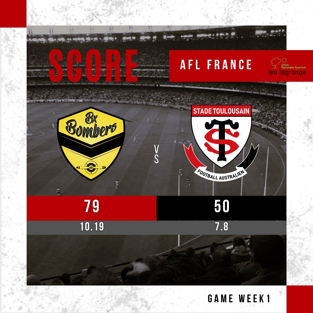 Bordeaux Bombers 79 - 50 Stade Toulousain Football Australien