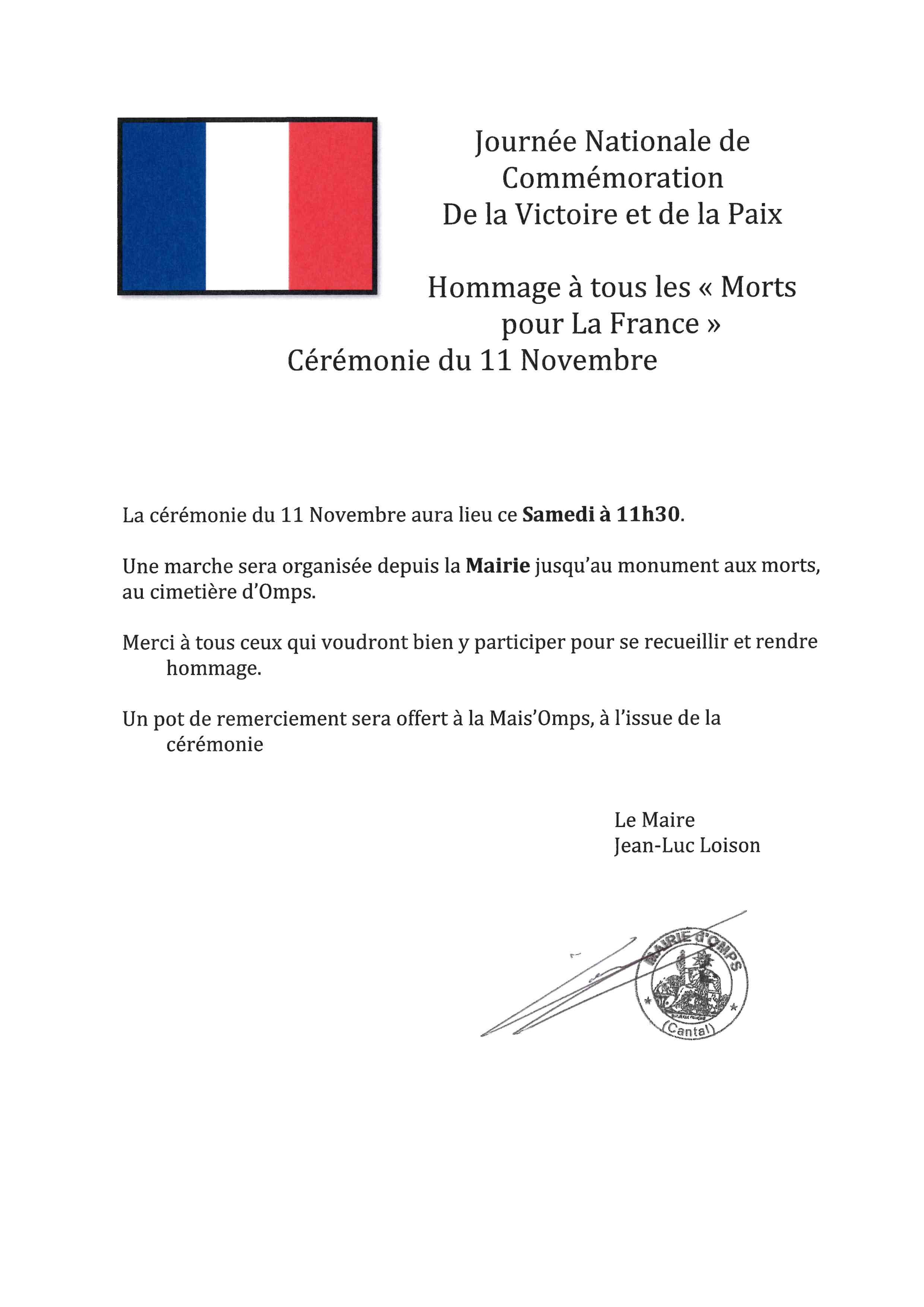 CEREMONIE DU 11 NOVEMBRE 2023