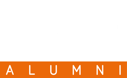 Logo supmicrotech alumni blanc cartouche orange