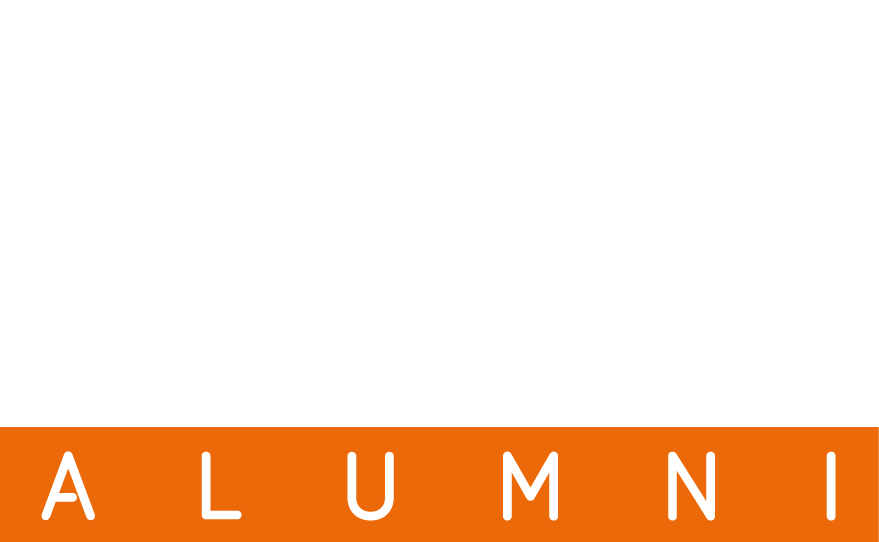 Logo supmicrotech alumni blanc cartouche orange
