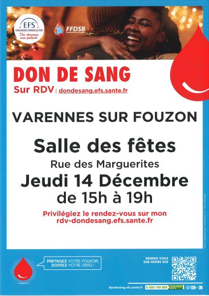 Don du sang à Varennes sur Fouzon