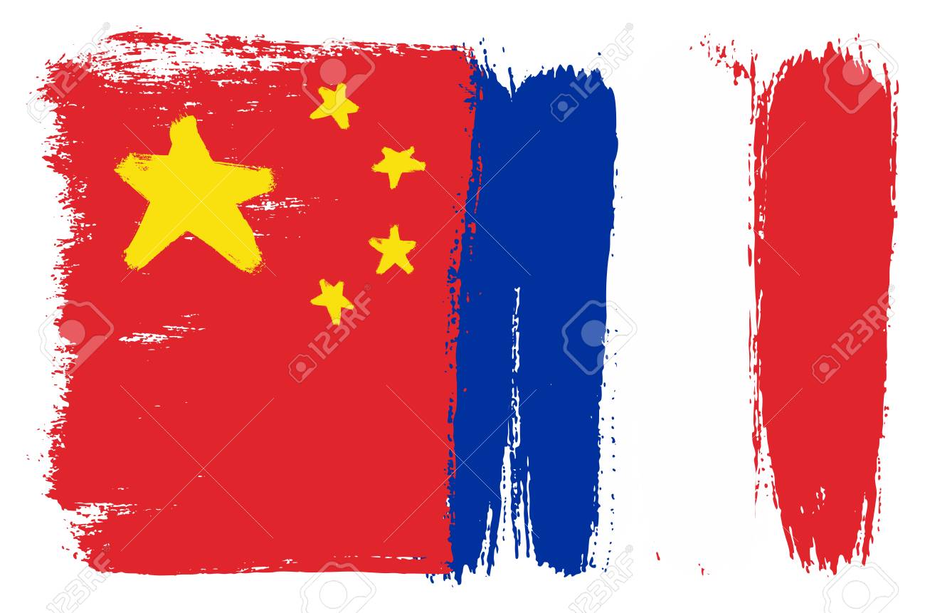 97119672-drapeau-de-la-chine-et-vecteur-de-drapeau-de-la-france-peint-a-la-main-avec-une-brosse-arrondie