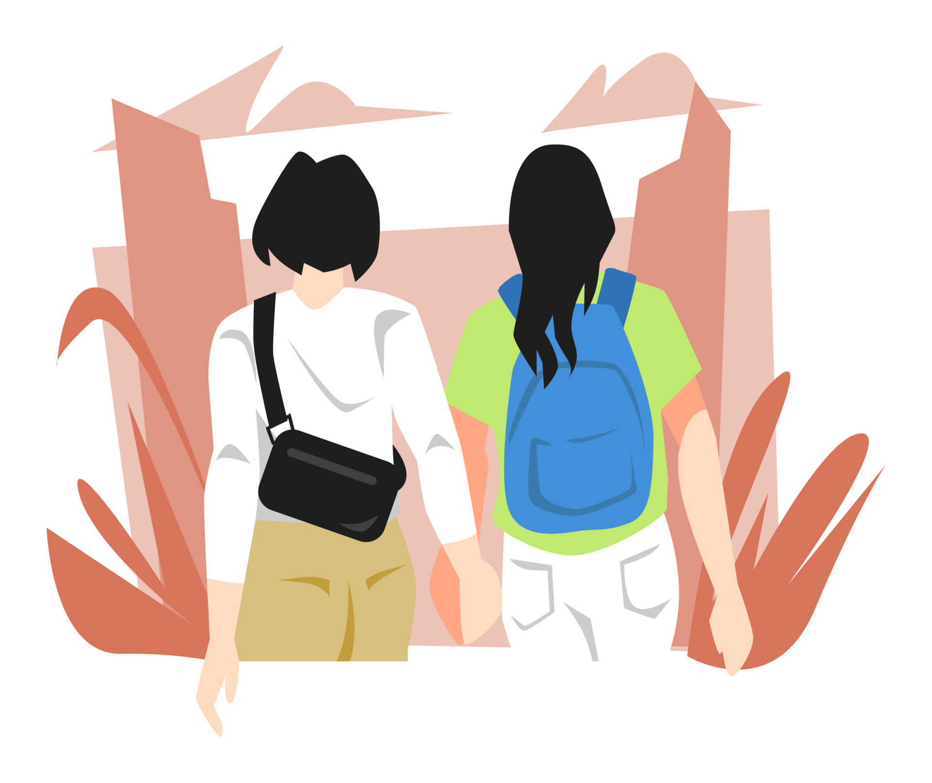 Vecteezy illustration-of-two-best-friends-holding-hands-walk-back 12335083