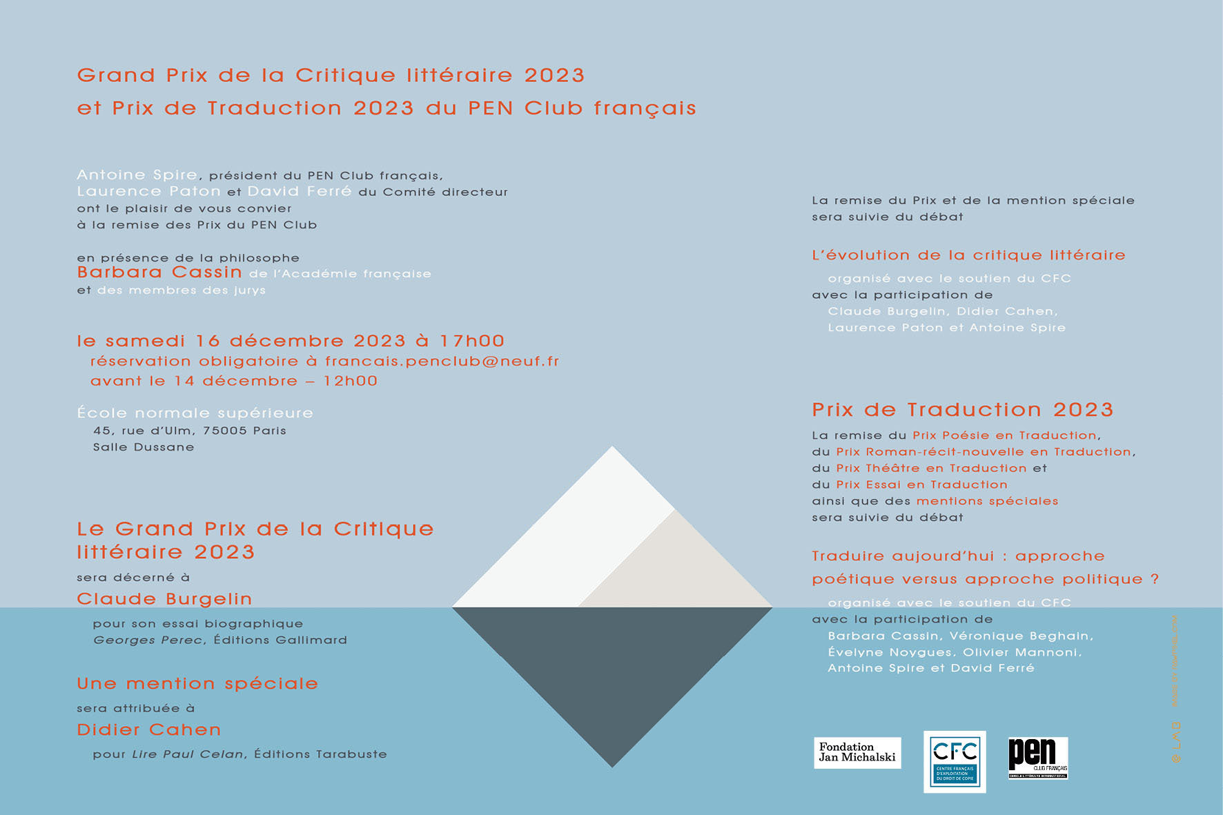 Pen club affiche 16 decembre 2023