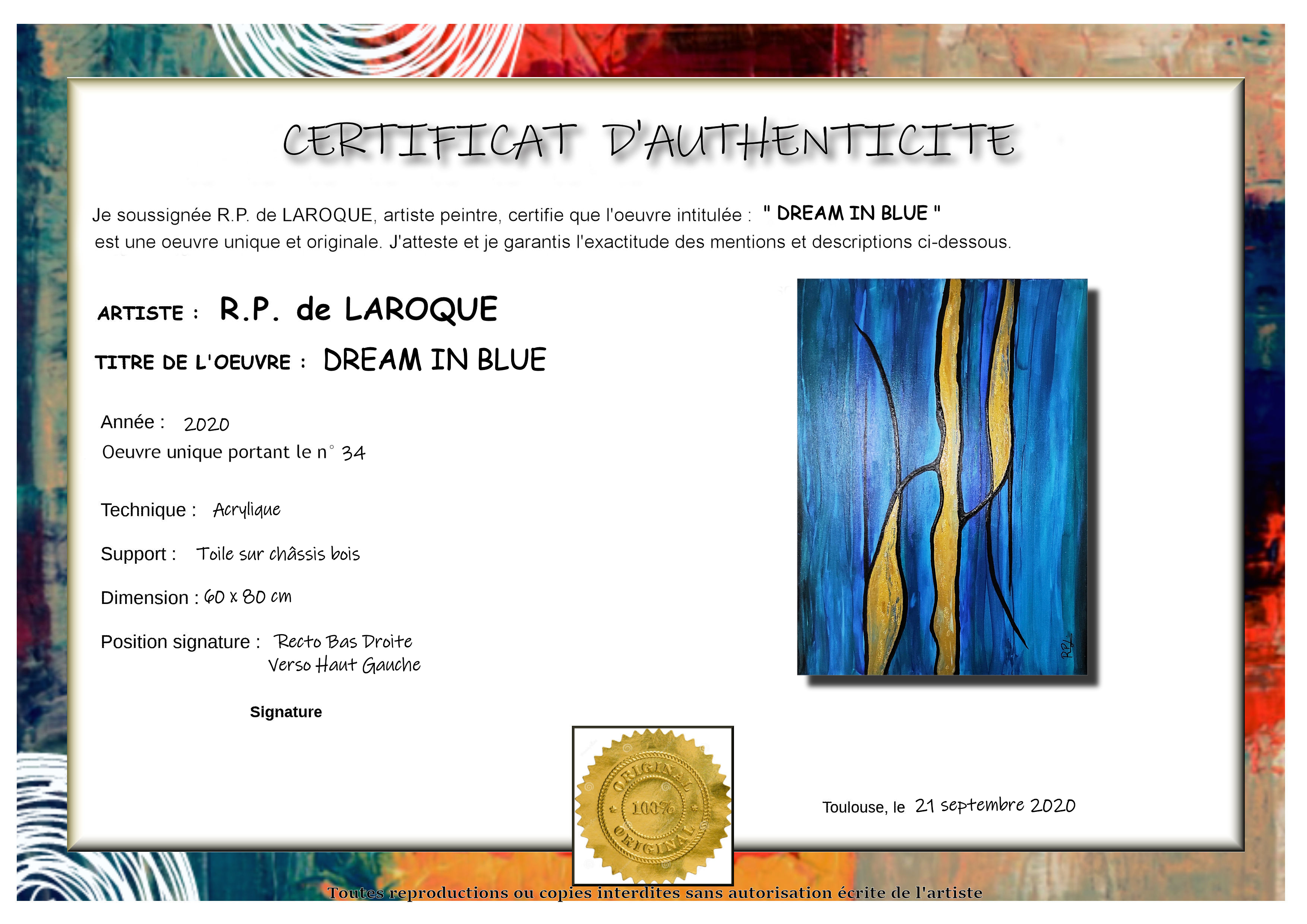 Certificat dream in blue
