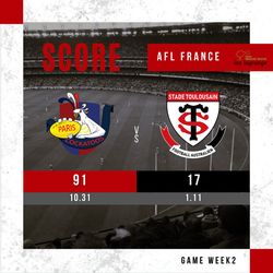 Paris Cockatoos 91 - 17 Stade Toulousain Football Australien