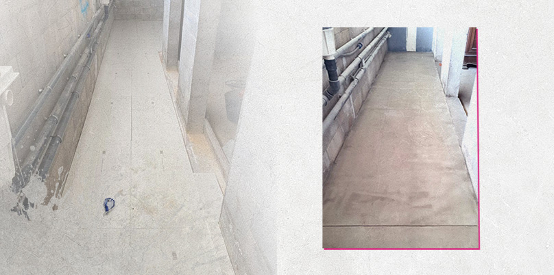 Pose polyester et dalle beton