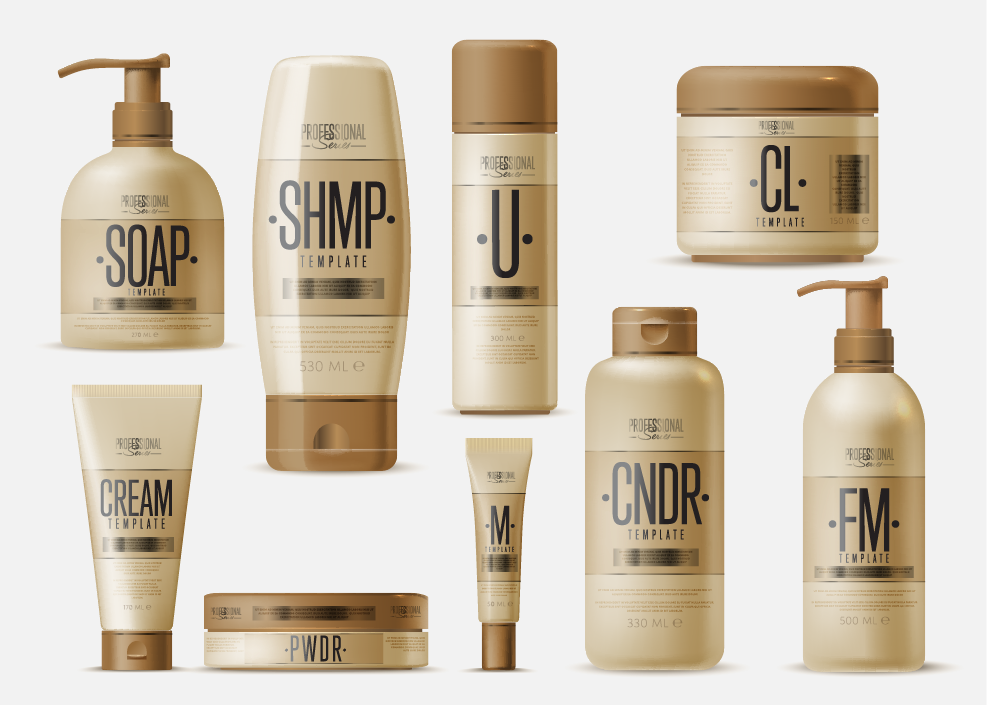 Mockup cosmetics set advertising vector converted 01