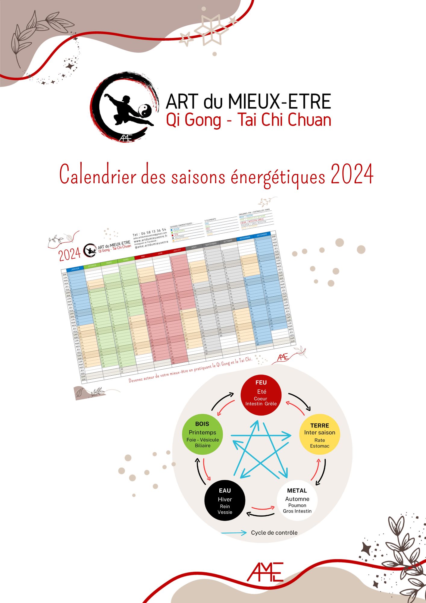 Cours qi gong tai chi calendrier energetique 2024 5 elements ame art du mieux etre adeline viviant