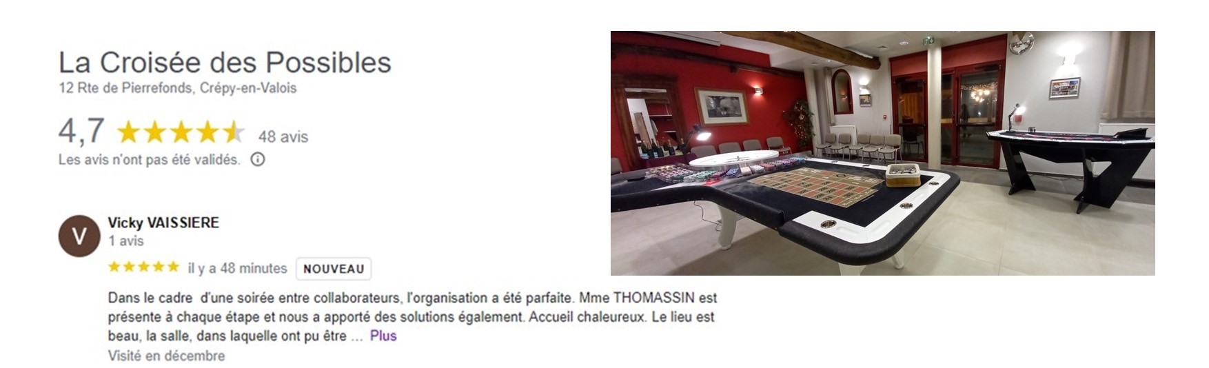 Soirée professionnelle habillée avec tables de jeu