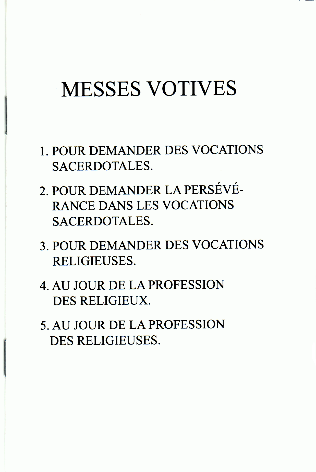Messes pour les vocations