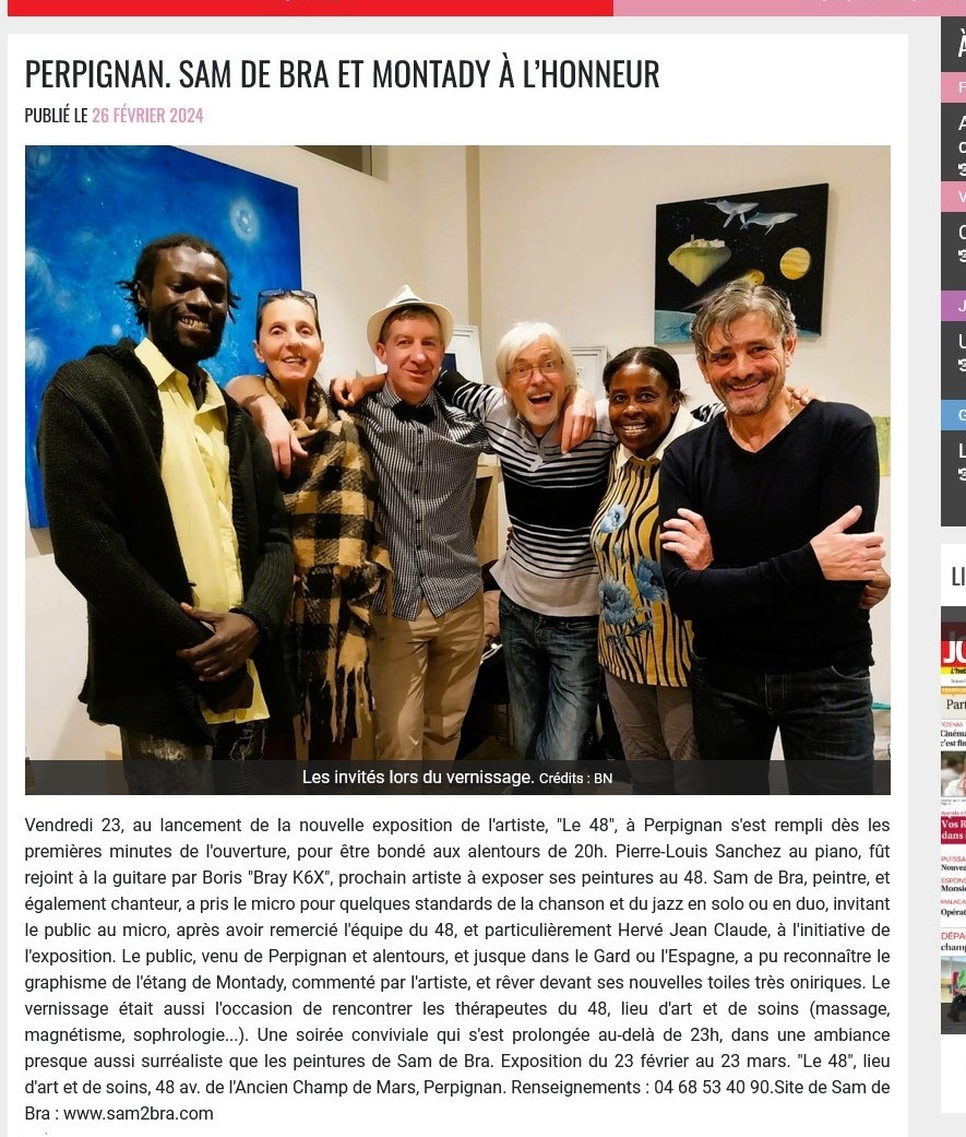 Article vernissage sam de bra le 48 perpignan