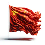 DALL-E-2024-03-07-14-09-13-Visualize-the-flag-of-China-designed-as-a-flag-typically-is-fluttering-gently-in-the-breeze-The-flag-should-feature-its-iconic-red-background-with-