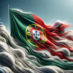 DALL-E-2024-03-07-14-12-50-Visualize-the-flag-of-Portugal-designed-as-a-flag-typically-is-fluttering-gently-in-the-breeze-The-flag-should-feature-its-iconic-two-vertical-fiel