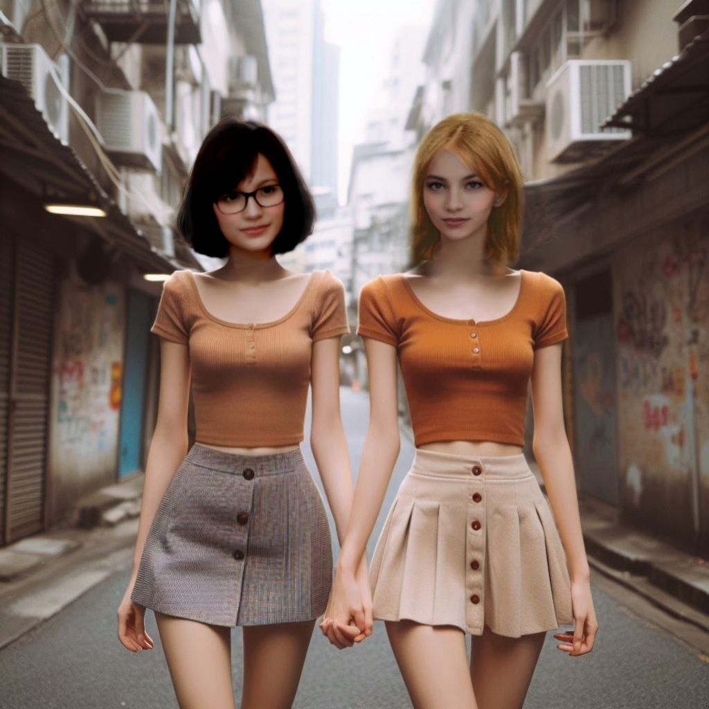 Daphné et Erica, main dans la main, très amoureuses l'une de l'autre.