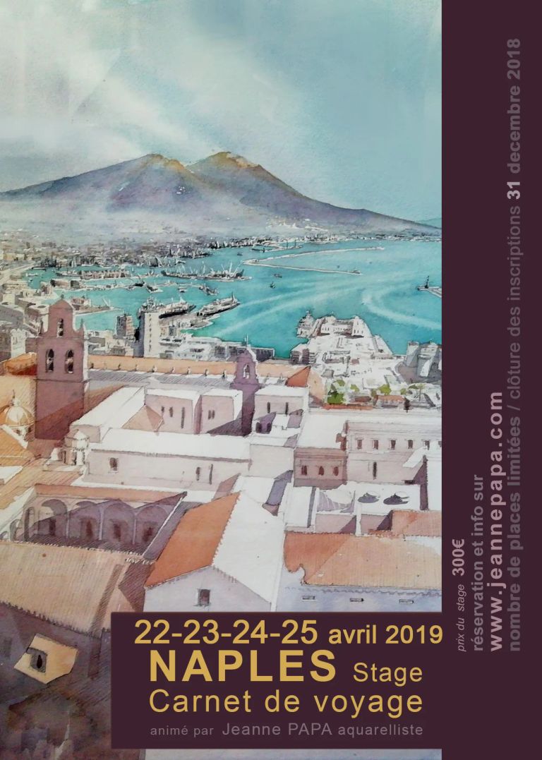 Jeanne papa aquarelles stage carnet de voyage  napoli 2019 light