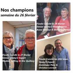 Nos Champions de Comité - Semaine du 26 février