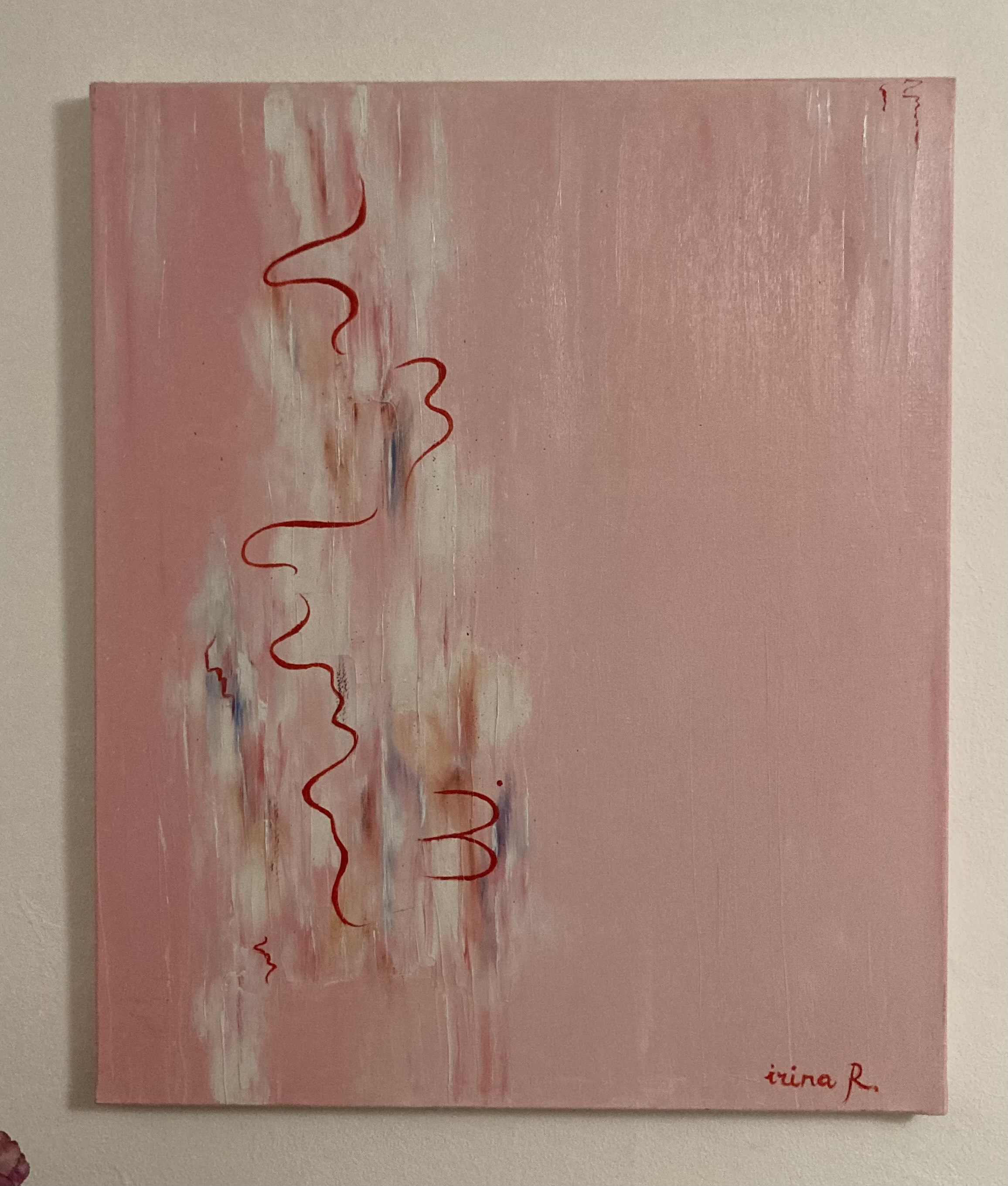 Ruban rose peinture irinart