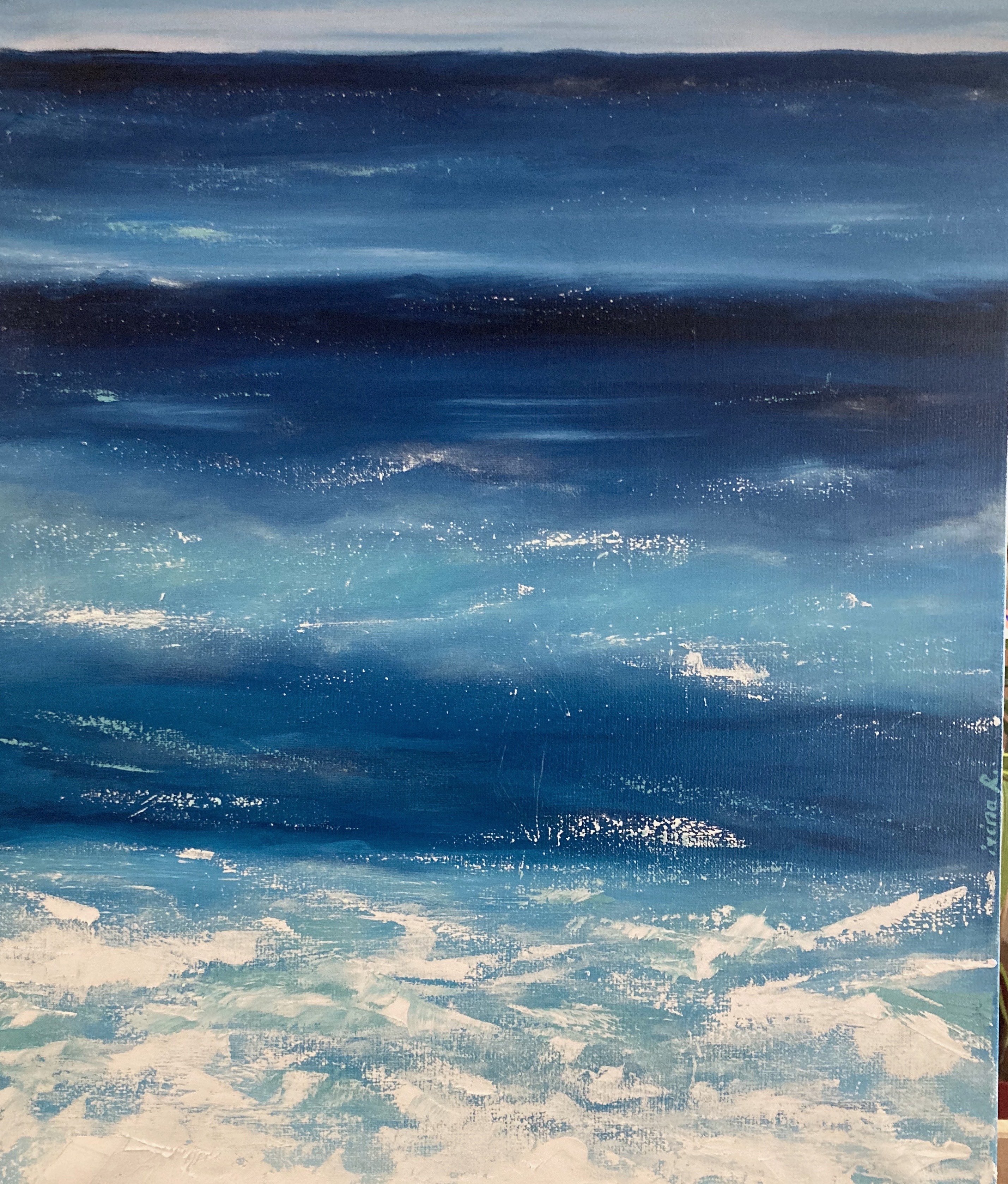 Vague bleue peinture irinart