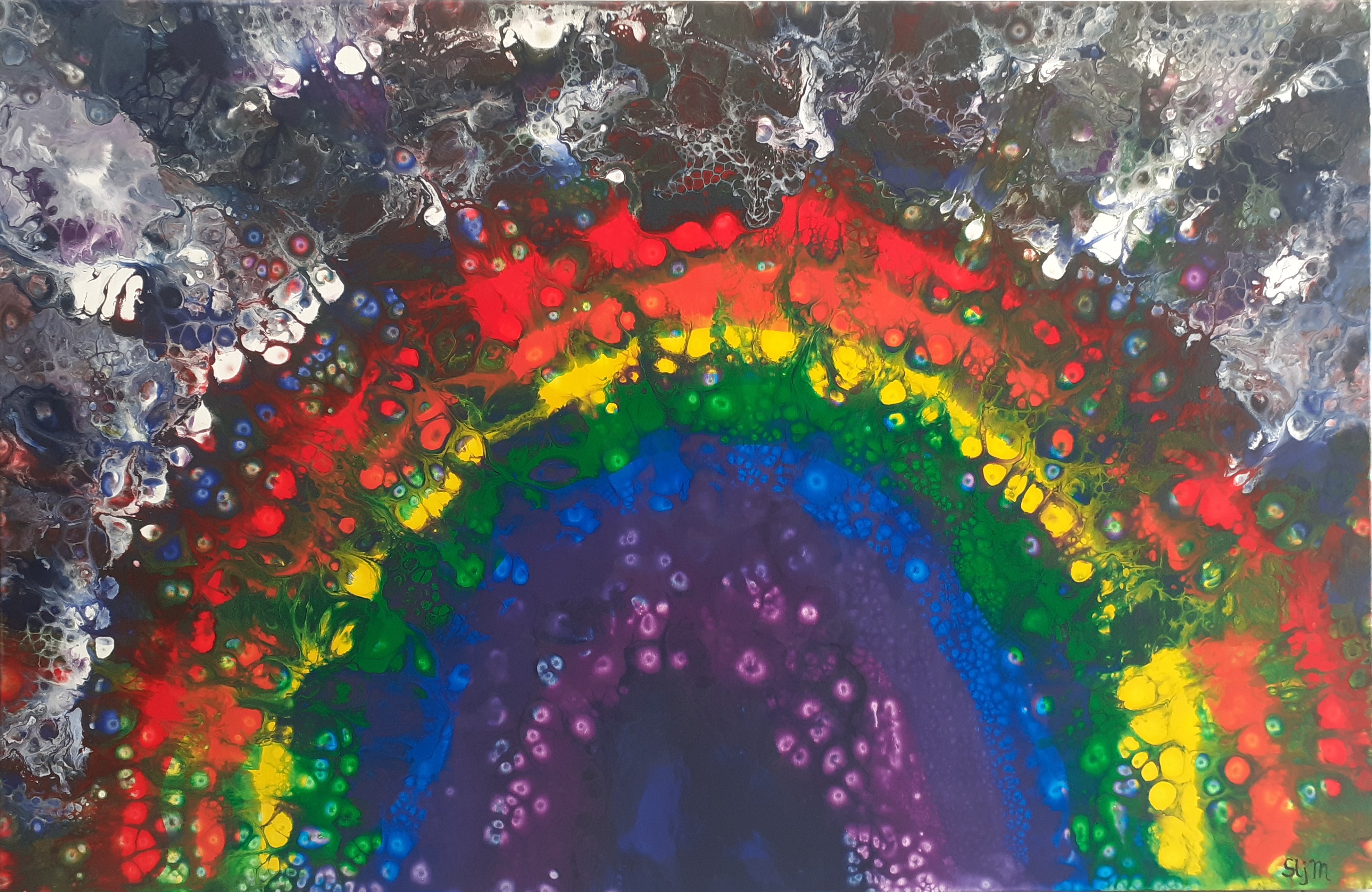 Rainbow, 75 x 115, Acrylique fluide sur toile