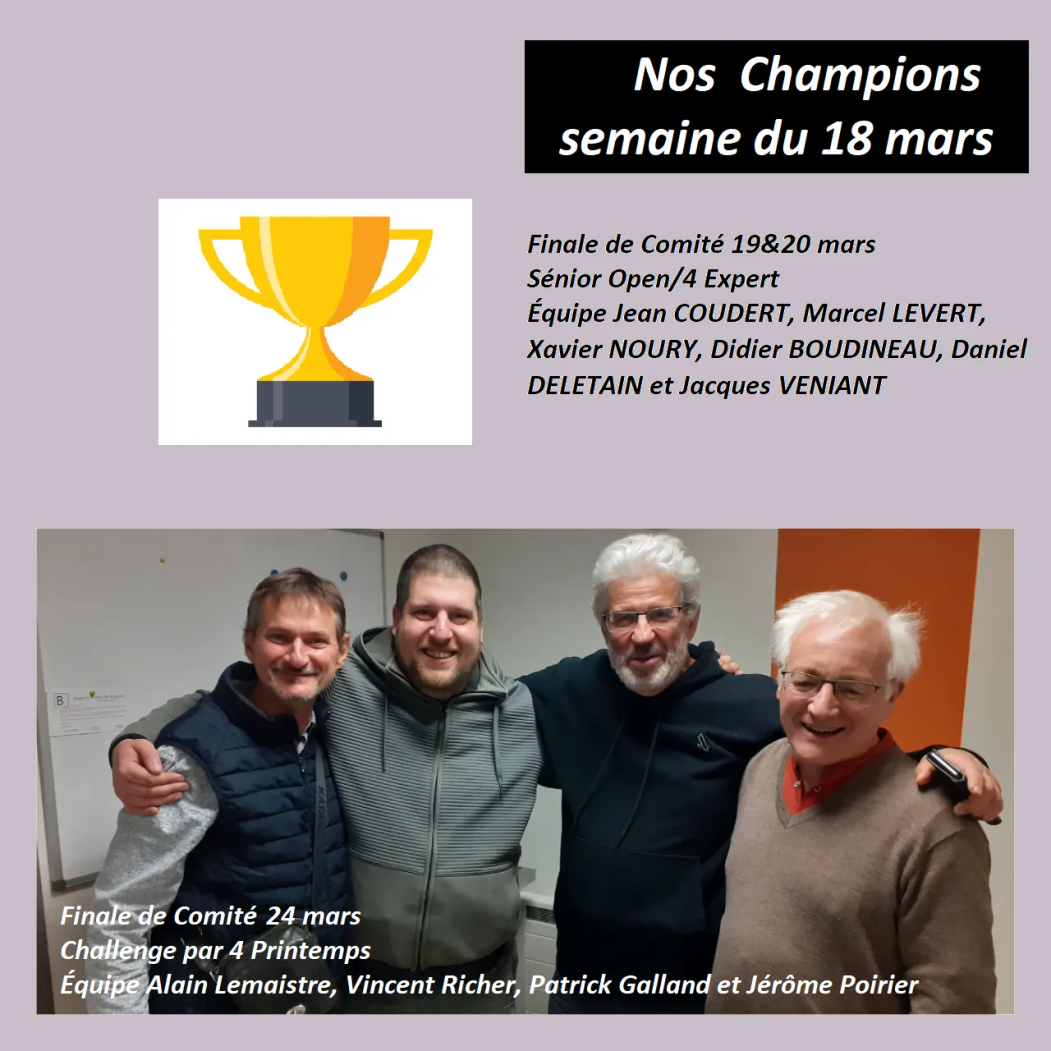 Nos Champions de Comité - Semaine du 18 mars