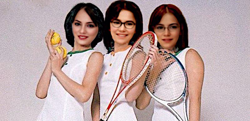 Cindy, Erica et Daphné au tennis.
C'est Cindy qui nous a entraînée à ce sport.