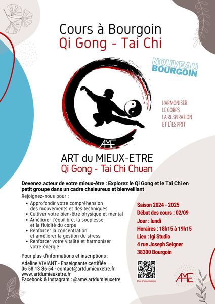 cours qi gong , cours tai chi, à bourgoin - AME - Art du Mieux-Etre -Adeline VIVIANT