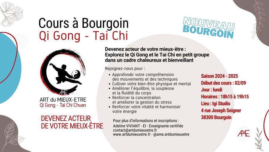 Nouveau cours de Qi Gong et Tai Chi à Bourgoin  